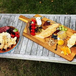 cheese and charcuterie outdoors