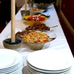 dinner buffet table covid-safe catering farm fresh local beach wedding event party